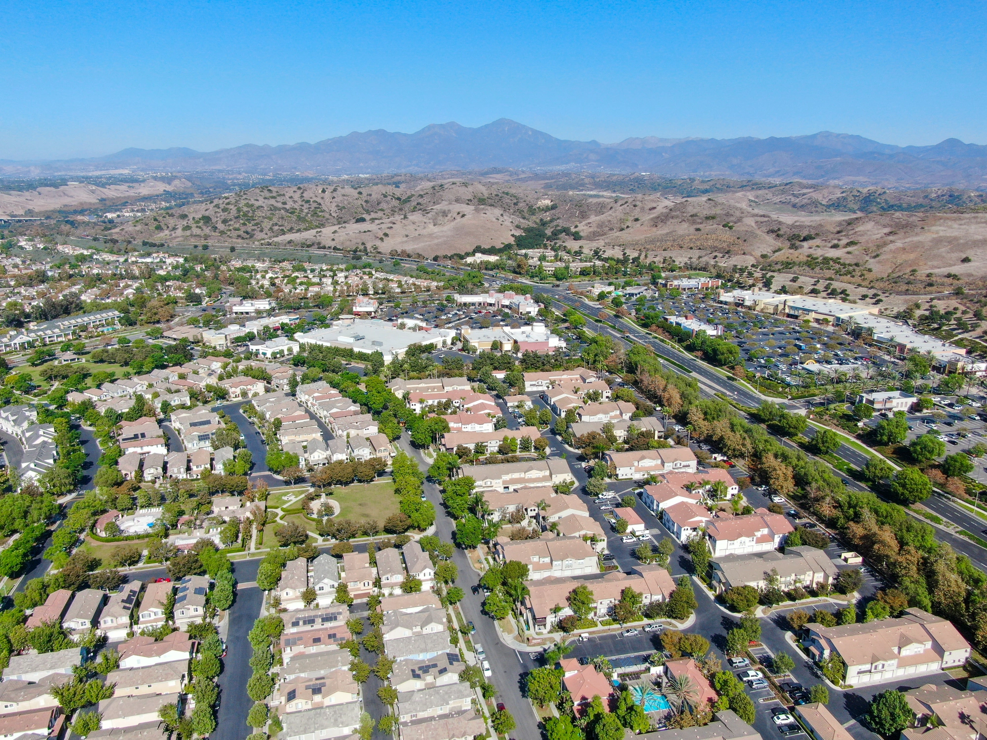 Aerial view of luxury homes in Ladera Ranch, South Orange County